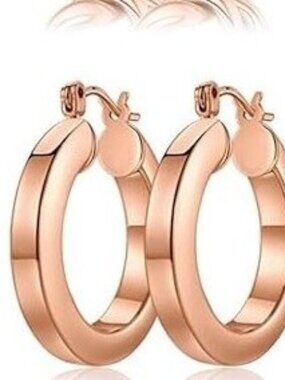 14K Gold Plated Chunky Hoop Earrings Brass, Hypoallergenic, Nickel-Free